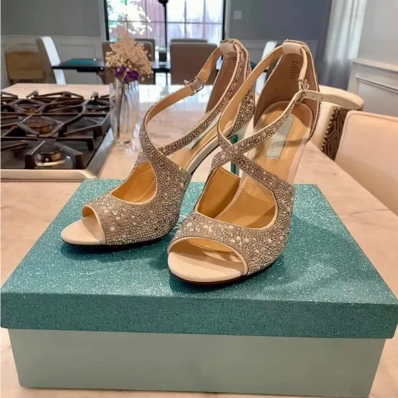 Betsey Johnson | Shoes | Blue By Betsey Johnson Rhinestone  Betsey Blue Rhinestone satin sandals main image 0